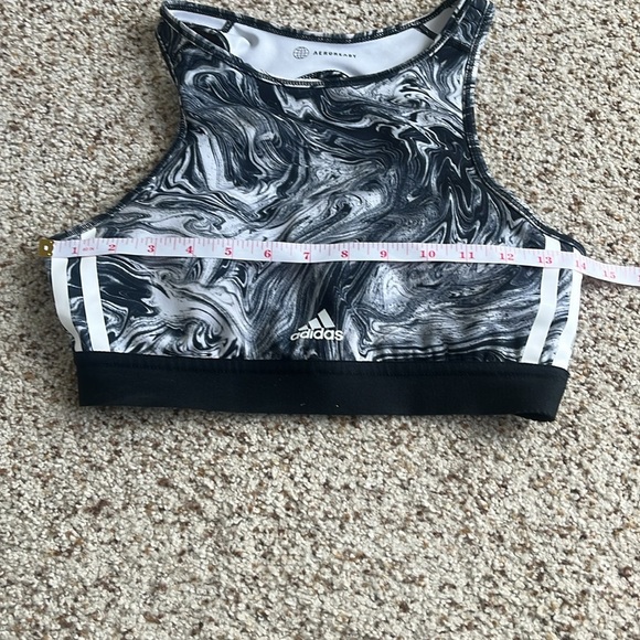 Adidas Women's Hyperglam Aeroready Training black and white Sports Bra - Picture 6 of 8